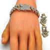 Oro Laminado Necklace, Bracelet and Earring, Gold Filled Style with White Crystal, Polished, Golden Finish, 06.372.0048