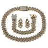 Oro Laminado Necklace, Bracelet and Earring, Gold Filled Style with White Crystal, Polished, Golden Finish, 06.372.0048
