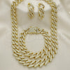 Oro Laminado Necklace, Bracelet and Earring, Gold Filled Style with White Crystal, Polished, Golden Finish, 06.372.0049