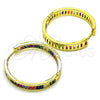 Oro Laminado Huggie Hoop, Gold Filled Style Baguette Design, with Multicolor Cubic Zirconia, Polished, Golden Finish, 02.341.0131.1.35