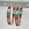 Oro Laminado Huggie Hoop, Gold Filled Style Baguette Design, with Multicolor Cubic Zirconia, Polished, Golden Finish, 02.341.0131.1.35