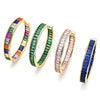 Oro Laminado Huggie Hoop, Gold Filled Style Baguette Design, with Multicolor Cubic Zirconia, Polished, Golden Finish, 02.341.0131.1.35