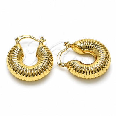 Oro Laminado Small Hoop, Gold Filled Style Hollow Design, Polished, Golden Finish, 02.341.0132.25