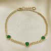 Oro Laminado Fancy Bracelet, Gold Filled Style with Green Cubic Zirconia, Polished, Golden Finish, 03.213.0161.07 (03 MM Thickness, 7 Inches Length)
