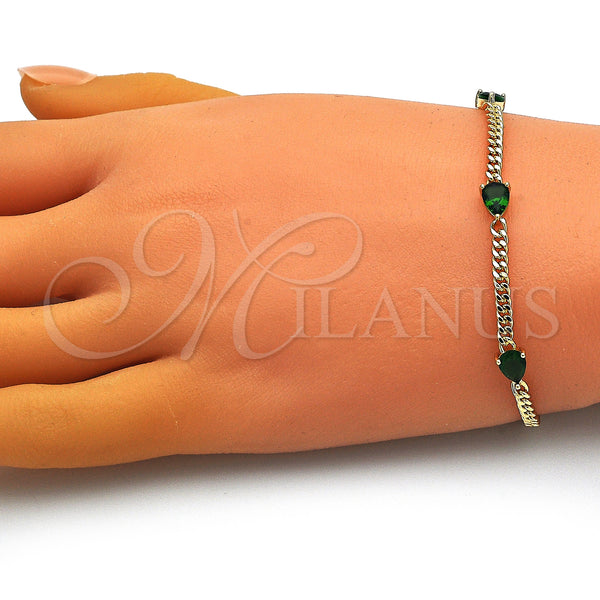 Gold Filled Bracelet — Fancy Bracelet Teardrop and Miami Cuban Design with — alternate product view — SKU 150063 | Oro Laminado brazalete — elegante Bracelet Teardrop and Miami Cuban diseño with — SKU 150063