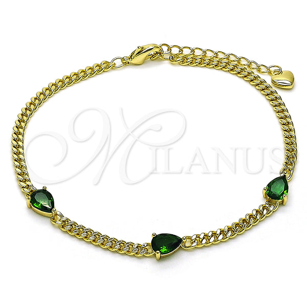 Gold Filled Bracelet — Fancy Bracelet Teardrop and Miami Cuban Design with — main product view — SKU 150063 | Oro Laminado brazalete — elegante Bracelet Teardrop and Miami Cuban diseño with — SKU 150063