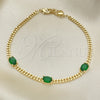Oro Laminado Fancy Bracelet, Gold Filled Style with Green Cubic Zirconia, Polished, Golden Finish, 03.213.0166.07