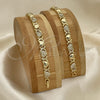 Oro Laminado Fancy Bracelet, Gold Filled Style Hugs and Kisses and Heart Design, with White Micro Pave, Polished, Golden Finish, 03.283.0259.07 (08 MM Thickness, 7 Inches Length)
