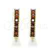 Oro Laminado Huggie Hoop, Gold Filled Style with Garnet Cubic Zirconia, Polished, Golden Finish, 02.210.0105.15.25
