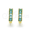 Oro Laminado Huggie Hoop, Gold Filled Style with Blue Topaz Cubic Zirconia, Polished, Golden Finish, 02.210.0105.14.15