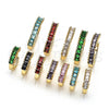 Oro Laminado Huggie Hoop, Gold Filled Style with Blue Topaz Cubic Zirconia, Polished, Golden Finish, 02.210.0105.14.15