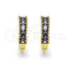 Oro Laminado Huggie Hoop, Gold Filled Style with Amethyst Cubic Zirconia, Polished, Golden Finish, 02.210.0105.16.15