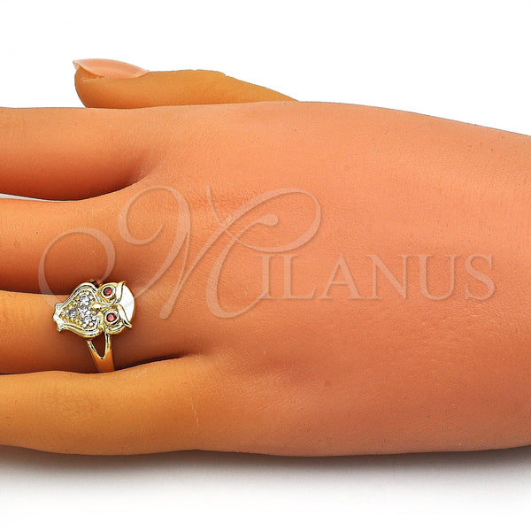 Gold Filled Ring — Multi Stone Ring Owl Design with White Micro — alternate product view — SKU 150090 | Oro Laminado anillo — Multi Stone Ring Owl diseño with blanco Micro — SKU 150090