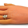 Oro Laminado Multi Stone Ring, Gold Filled Style Owl Design, with White Micro Pave and Garnet Cubic Zirconia, Polished, Golden Finish, 01.210.0078 (One size fits all)