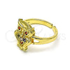 Oro Laminado Multi Stone Ring, Gold Filled Style Owl Design, with Multicolor Micro Pave and Garnet Cubic Zirconia, Polished, Golden Finish, 01.210.0078.1 (One size fits all)