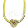 Oro Laminado Fancy Necklace, Gold Filled Style Heart and Rat Tail Design, with White Cubic Zirconia and White Micro Pave, Polished, Golden Finish, 04.341.0100.18 (05 MM Thickness, 18 Inches Length)