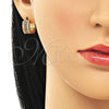 Oro Laminado Huggie Hoop, Gold Filled Style with Garnet and White Micro Pave, Polished, Golden Finish, 02.195.0072.1.15
