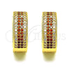 Oro Laminado Huggie Hoop, Gold Filled Style with Garnet and White Micro Pave, Polished, Golden Finish, 02.195.0072.1.20