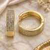 Oro Laminado Huggie Hoop, Gold Filled Style with White Micro Pave, Polished, Golden Finish, 02.195.0072.25