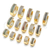 Oro Laminado Huggie Hoop, Gold Filled Style with Garnet and White Micro Pave, Polished, Golden Finish, 02.195.0072.1.25