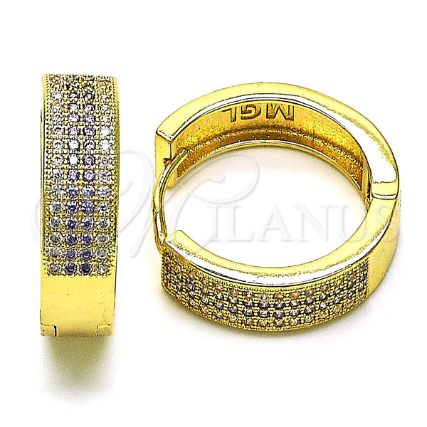 Gold Filled Hoop Earrings — Huggie Hoop with Amethyst and White Micro Pave — main product view — SKU 150126 | Oro Laminado aretes de aro — Huggie Hoop with Amethyst and blanco Micro Pave — SKU 150126