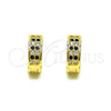 Oro Laminado Huggie Hoop, Gold Filled Style with Black and White Micro Pave, Polished, Golden Finish, 02.195.0104.3.12