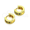 Oro Laminado Huggie Hoop, Gold Filled Style with Black and White Micro Pave, Polished, Golden Finish, 02.195.0104.3.12