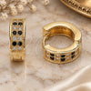 Oro Laminado Huggie Hoop, Gold Filled Style with Black and White Micro Pave, Polished, Golden Finish, 02.195.0104.3.12