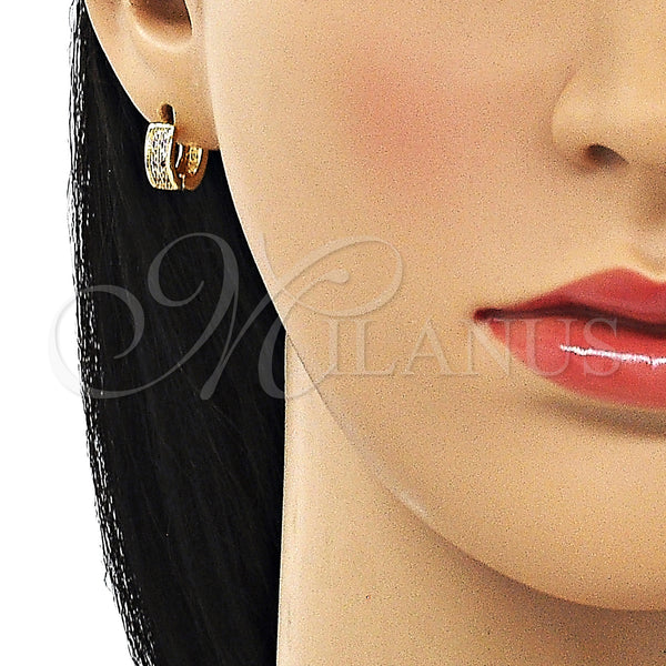 Gold Filled Hoop Earrings — Huggie Hoop with Amethyst and White Micro Pave — alternate product view — SKU 150132 | Oro Laminado aretes de aro — Huggie Hoop with Amethyst and blanco Micro Pave — SKU 150132