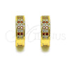 Oro Laminado Huggie Hoop, Gold Filled Style with Garnet and White Micro Pave, Polished, Golden Finish, 02.195.0104.2.15