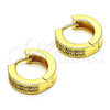 Oro Laminado Huggie Hoop, Gold Filled Style with Amethyst and White Micro Pave, Polished, Golden Finish, 02.195.0104.5.15
