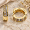 Oro Laminado Huggie Hoop, Gold Filled Style with Amethyst and White Micro Pave, Polished, Golden Finish, 02.195.0104.5.15