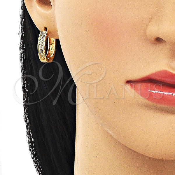 Gold Filled Hoop Earrings — Huggie Hoop with White Micro Pave Polished 02. — alternate product view — SKU 150138 | Oro Laminado aretes de aro — Huggie Hoop with blanco Micro Pave pulido 02. — SKU 150138