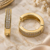 Oro Laminado Huggie Hoop, Gold Filled Style with White Micro Pave, Polished, Golden Finish, 02.195.0104.20