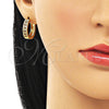 Oro Laminado Huggie Hoop, Gold Filled Style with Garnet and White Micro Pave, Polished, Golden Finish, 02.195.0104.2.20