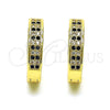 Oro Laminado Huggie Hoop, Gold Filled Style with Black and White Micro Pave, Polished, Golden Finish, 02.195.0104.3.20