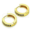 Oro Laminado Huggie Hoop, Gold Filled Style with Black and White Micro Pave, Polished, Golden Finish, 02.195.0104.3.20
