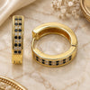 Oro Laminado Huggie Hoop, Gold Filled Style with Black and White Micro Pave, Polished, Golden Finish, 02.195.0104.3.20