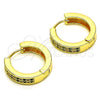 Oro Laminado Huggie Hoop, Gold Filled Style with Green and White Micro Pave, Polished, Golden Finish, 02.195.0104.4.20