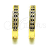 Oro Laminado Huggie Hoop, Gold Filled Style with Black and White Micro Pave, Polished, Golden Finish, 02.195.0104.3.25