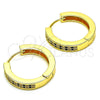 Oro Laminado Huggie Hoop, Gold Filled Style with Black and White Micro Pave, Polished, Golden Finish, 02.195.0104.3.25