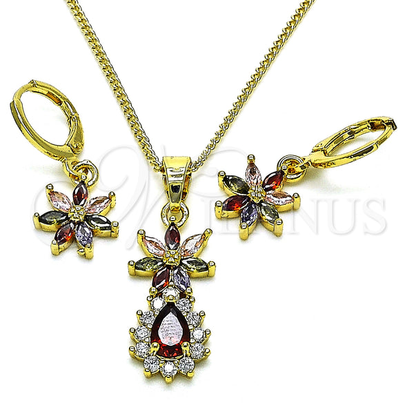 Gold Filled Ring — Earring and Pendant Adult Set Flower and Teardrop — main product view — SKU 150154 | Oro Laminado anillo — Earring and Pendant Adult Set flor and Teardrop — SKU 150154