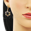 Oro Laminado Earring and Pendant Adult Set, Gold Filled Style Star and Baguette Design, with Multicolor and White Cubic Zirconia, Polished, Golden Finish, 10.196.0034