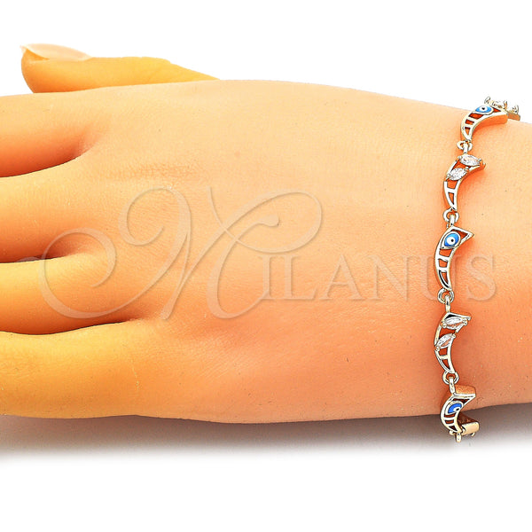 Gold Filled Bracelet — Fancy Bracelet Moon and Evil Eye Design with — alternate product view — SKU 150226 | Oro Laminado brazalete — elegante Bracelet Moon and Evil Eye diseño with — SKU 150226