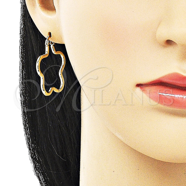 Gold Filled Hoop Earrings — Medium Hoop Flower Design Polished 02. — alternate product view — SKU 150253 | Oro Laminado aretes de aro — Medium Hoop flor diseño pulido 02. — SKU 150253