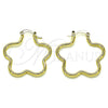 Oro Laminado Medium Hoop, Gold Filled Style Flower Design, Polished, Golden Finish, 02.213.0437.30