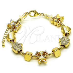 Gold Filled Bracelet — Fancy Bracelet Little Girl and Crown Design Polished — main product view — SKU 150275 | Oro Laminado brazalete — elegante Bracelet Little Girl and Crown diseño pulido — SKU 150275