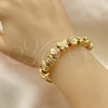 Oro Laminado Fancy Bracelet, Gold Filled Style Butterfly and Flower Design, Polished, Golden Finish, 03.63.2269.07 (03 MM Thickness, 7 Inches Length)