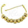 Oro Laminado Fancy Bracelet, Gold Filled Style Butterfly and Flower Design, Polished, Golden Finish, 03.63.2269.07 (03 MM Thickness, 7 Inches Length)