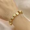 Oro Laminado Fancy Bracelet, Gold Filled Style Butterfly and Tree Design, Polished, Golden Finish, 03.63.2270.07 (03 MM Thickness, 7 Inches Length)